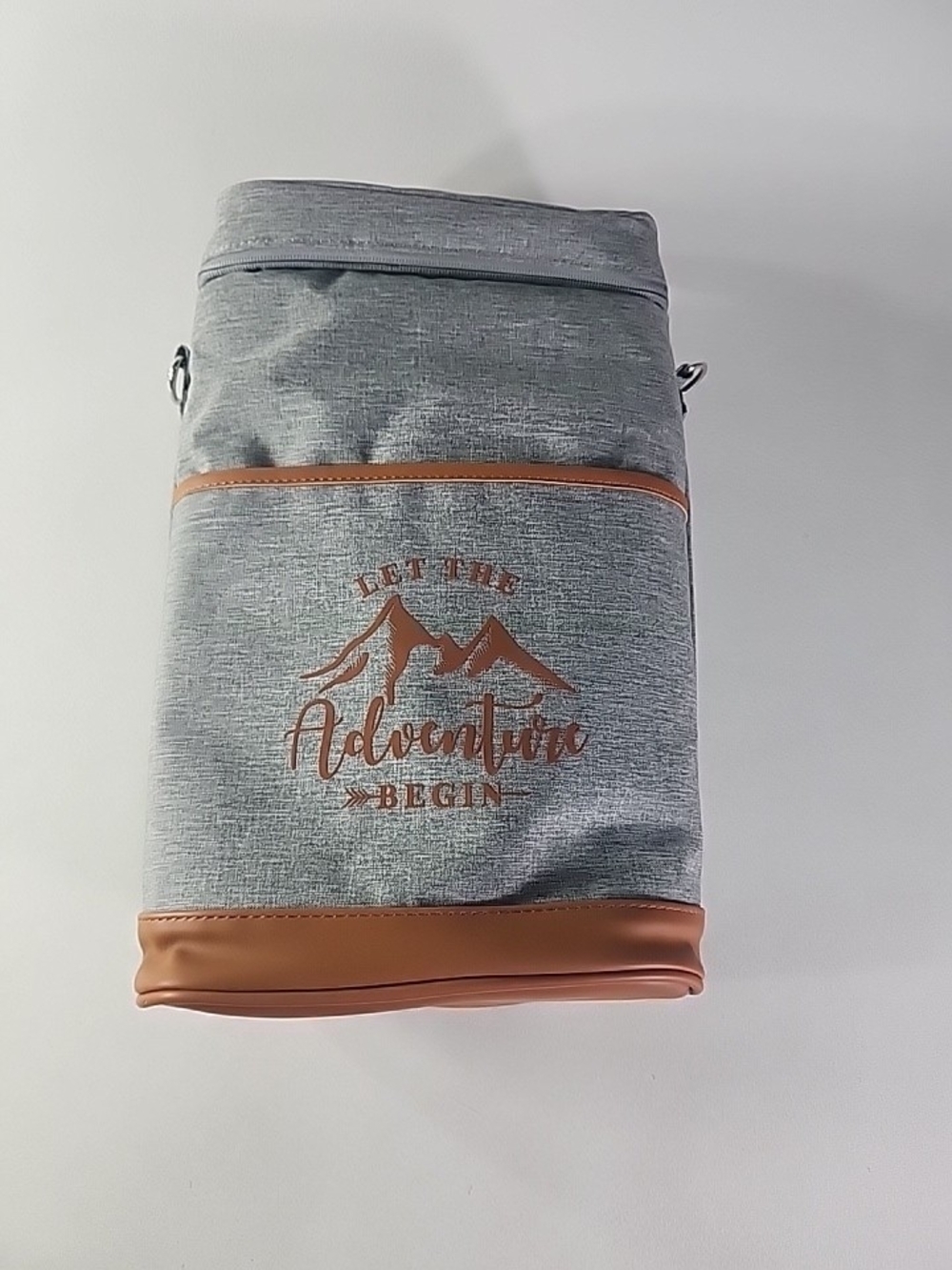 Adventure Cooler Bag - Gray with Brown Trim